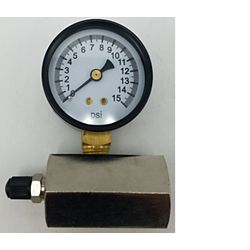 3/4" Horizontal Gas Test Gauge - 0/15 psi