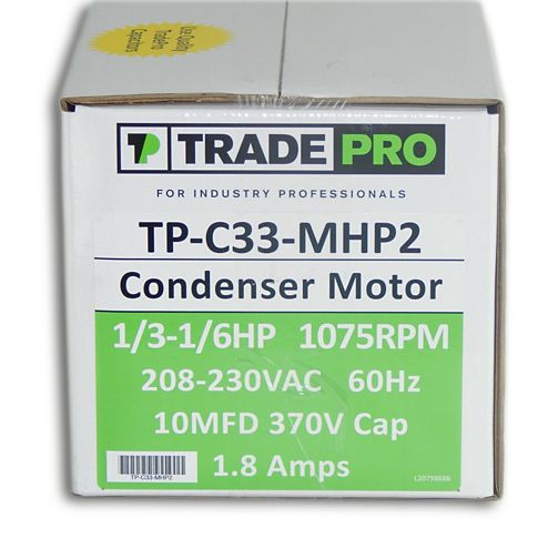 TP-C16-1SP2 Condenser Fan Motor 1/6 HP Single Speed 1075 RPM 230v Trade Pro 